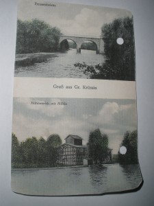 Persante und Mühlenteich in Groß Krössin, alte Ansichtskarte vor 1945
